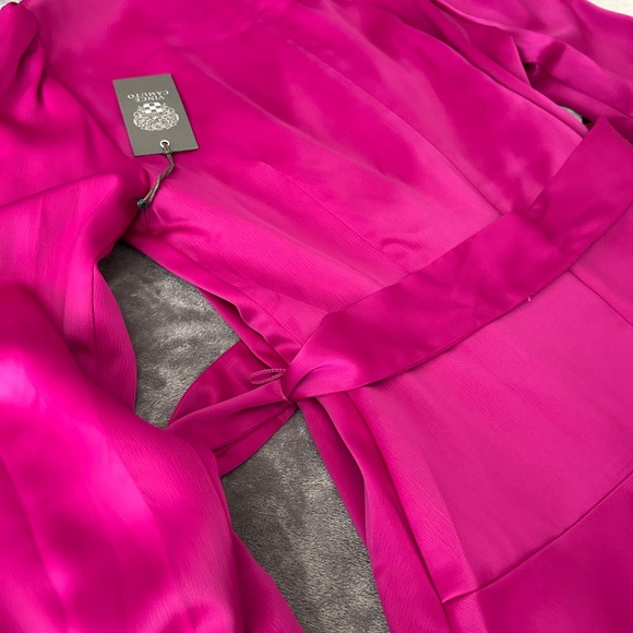 Shawl Collar Long Sleeve Satin Dress Vince Camuto - Picture 8 of 16